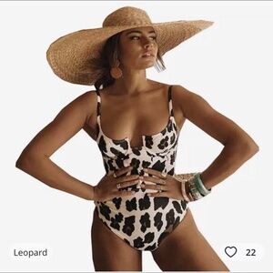 Leopard Print Bustier Swimsuit